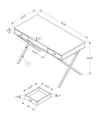 24" Gray and Black Computer Desk With Two Drawers