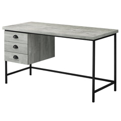 24" Gray and Black Computer Desk With Three Drawers