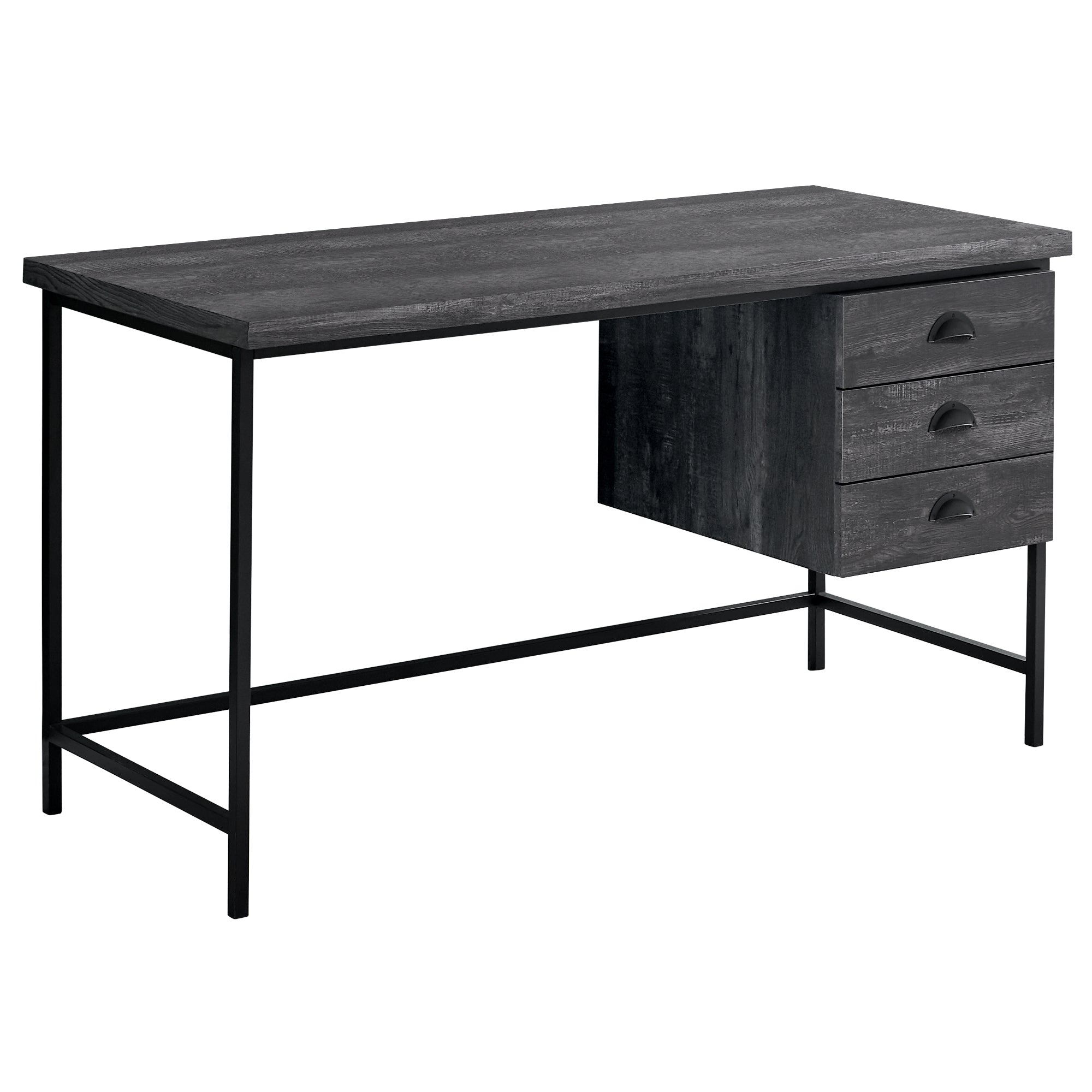 24" Gray and Black Computer Desk With Three Drawers