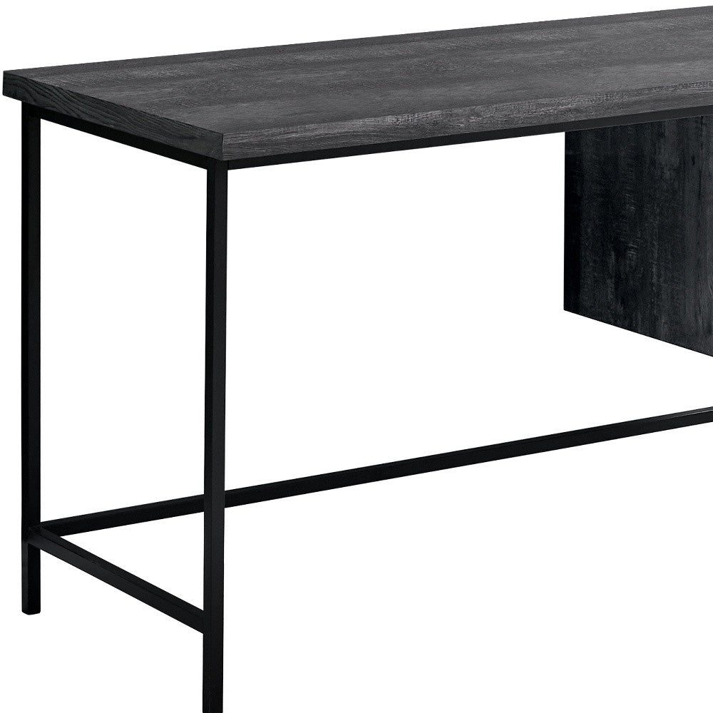 24" Gray and Black Computer Desk With Three Drawers