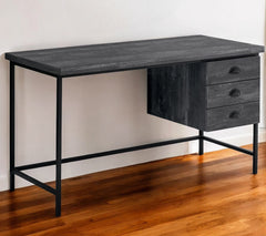 24" Gray and Black Computer Desk With Three Drawers