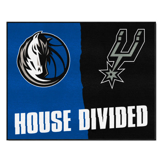 NBA House Divided - Mavericks / Spurs House Divided Rug - 34 in. x 42.5 in. - NBA House Divided - Mavericks / Spurs