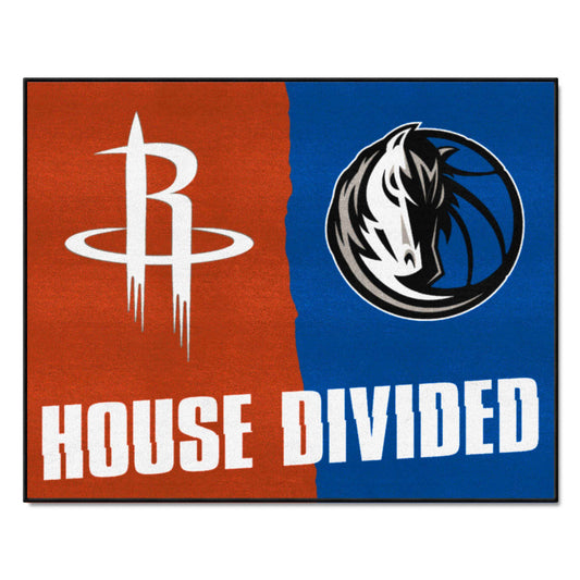 NBA House Divided - Houston Rockets / Mavericks House Divided Rug - 34 in. x 42.5 in. - NBA House Divided - Rockets / Mavericks