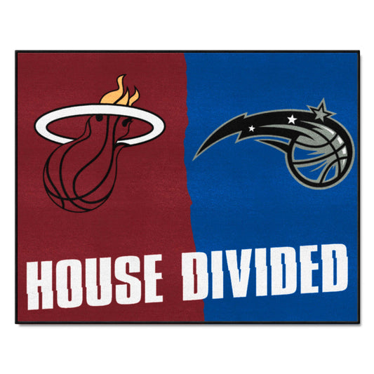 NBA House Divided -Miami Heat / Orlando Magic House Divided Rug - 34 in. x 42.5 in. - NBA House Divided - Heat / Magic