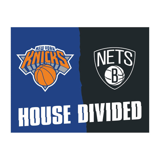 NBA House Divided - New York Knicks / Boston Nets House Divided Rug - 34 in. x 42.5 in. - NBA House Divided - Knicks / Nets