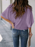 Full Size Cowl Neck Three-Quarter Sleeve Blouse Trendsi