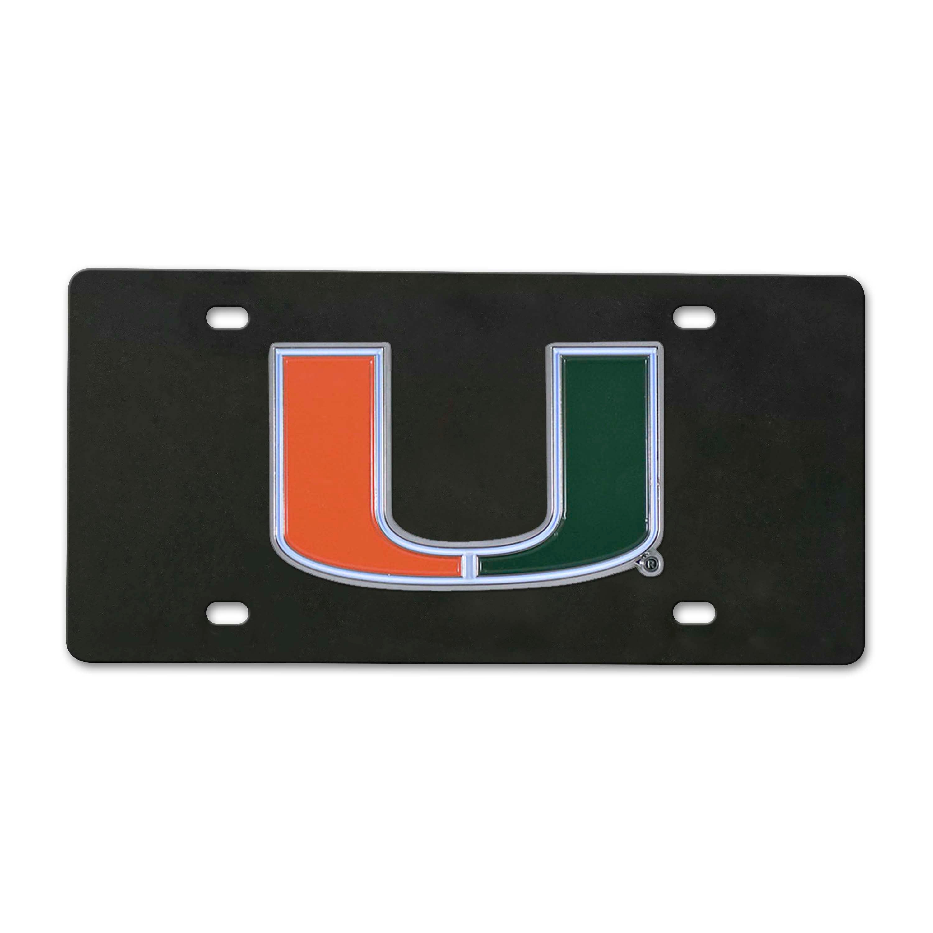 Miami Hurricanes 3D Black License Plate