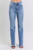 Judy Blue Full Size Raw Hem High Rise Bootcut Jeans - Trendsi