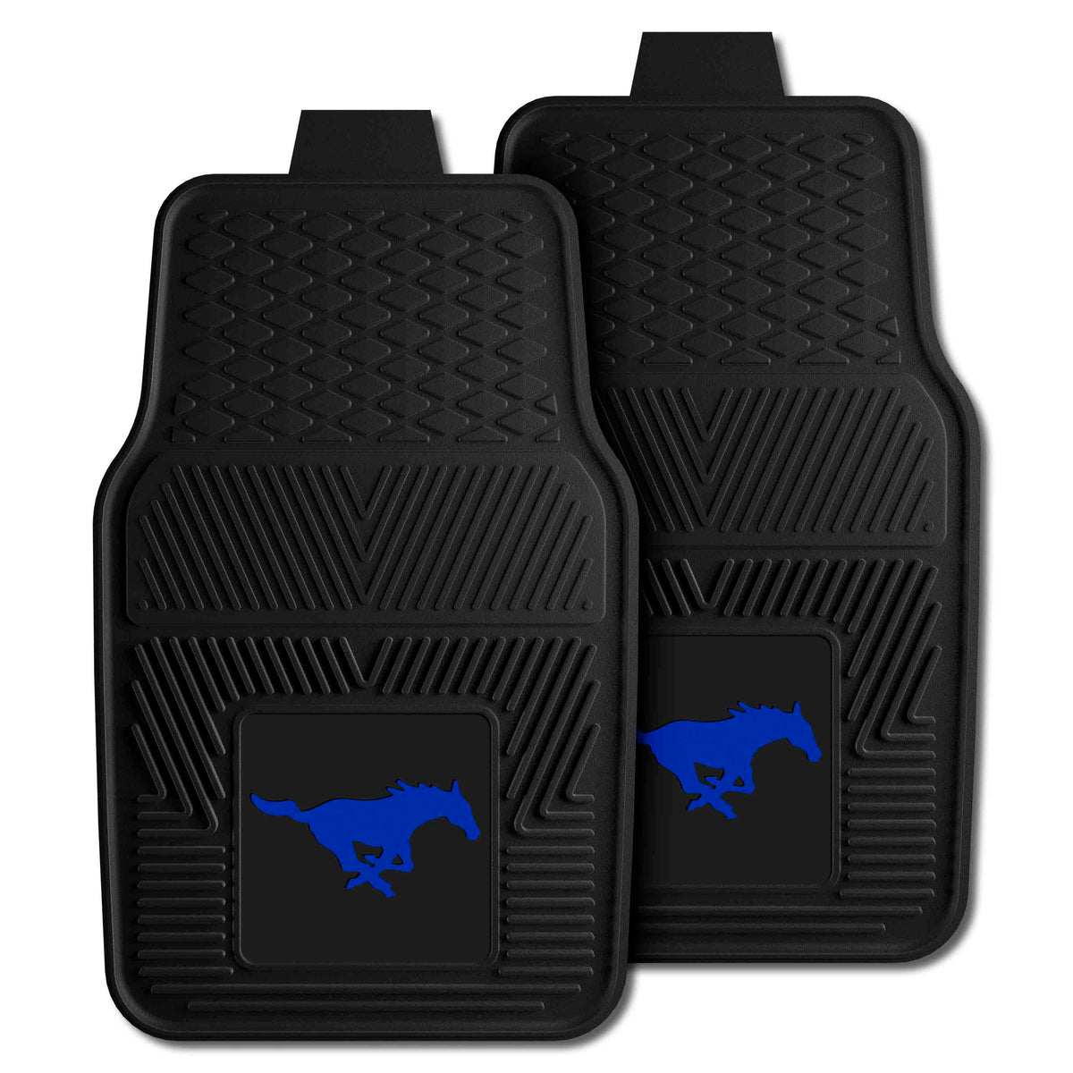 SMU Mustangs Heavy Duty Car Mat Set - 2 Pieces, Blue Mustang