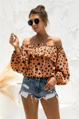 Polka Dot Off-Shoulder Layered Blouse - Flyclothing LLC