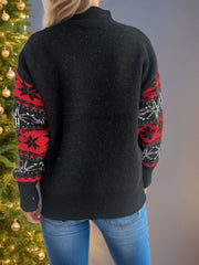 Santa Mock Neck Long Sleeve Sweater