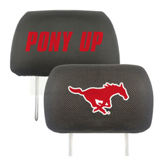 SMU Mustangs Embroidered Head Rest Cover Set - 2 Pieces