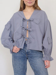 Tied Flounce Sleeve Blouse - Trendsi