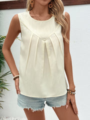 Ruched Round Neck Tank Trendsi