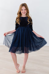 Light Navy Velvet Tutu Dress