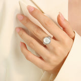 Titanium Steel White Sea Shell Ring - Flyclothing LLC