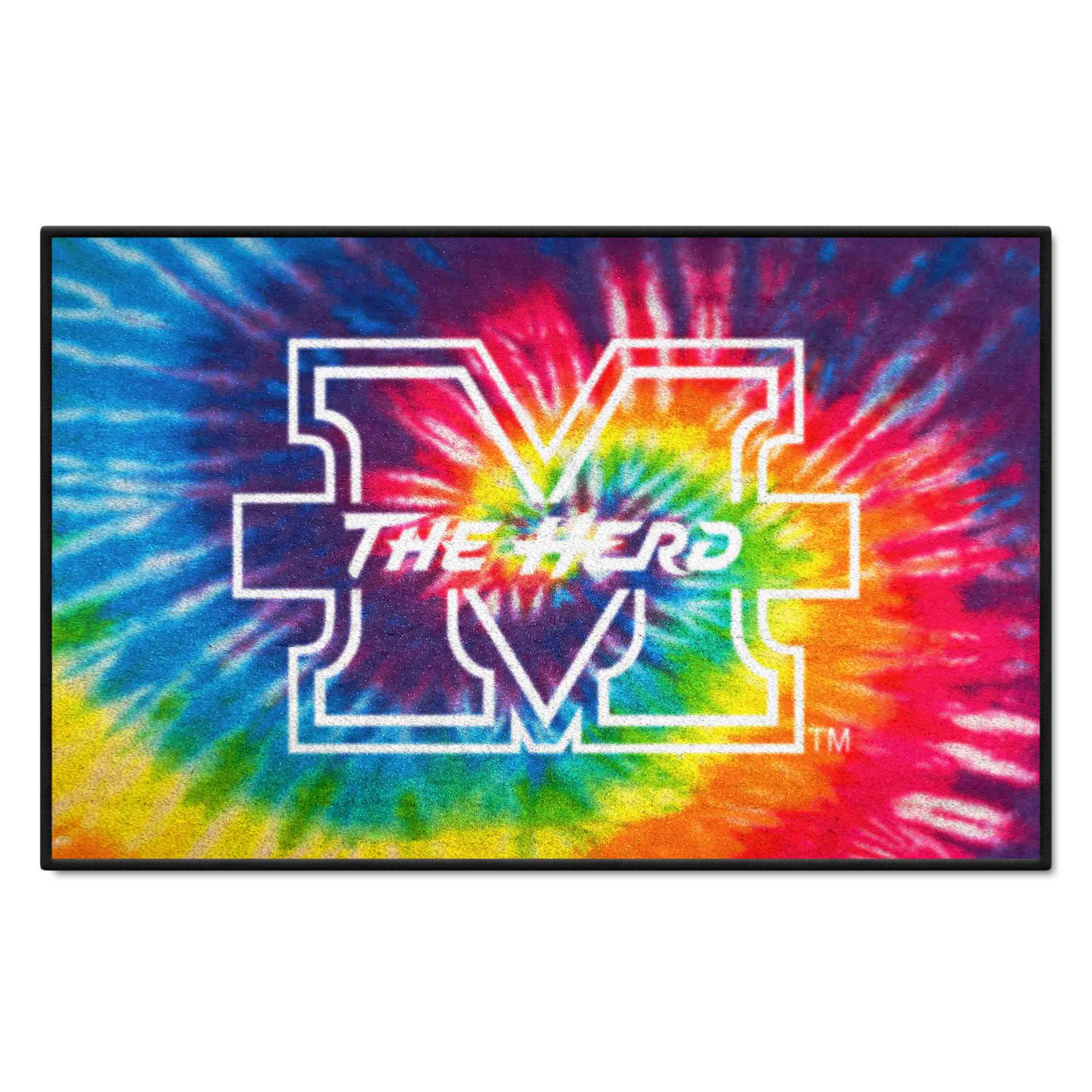 Marshall Thundering Herd Tie Dye Starter Mat Accent Rug - 19in. x 30in.