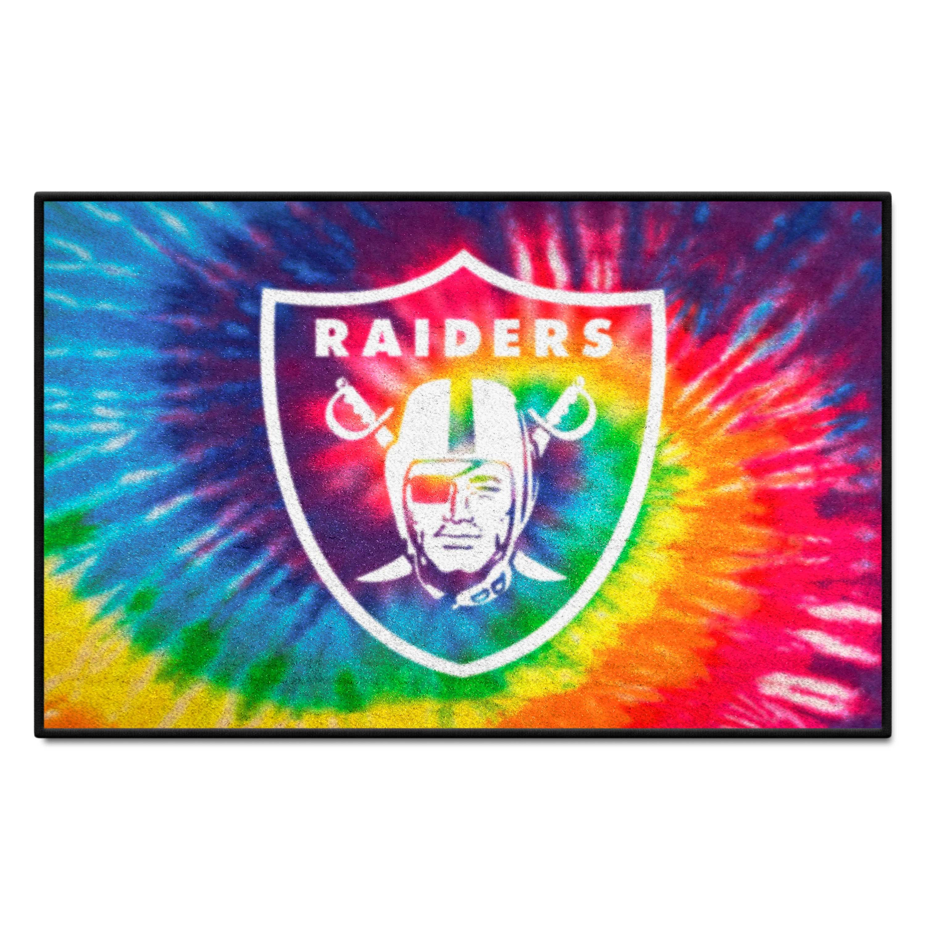 Las Vegas Raiders Tie Dye Starter Mat Accent Rug - 19in. x 30in.