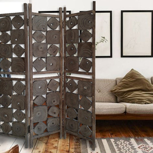 53" X 1" X 71" Weathered Brown Wood  Screen - Homeroots