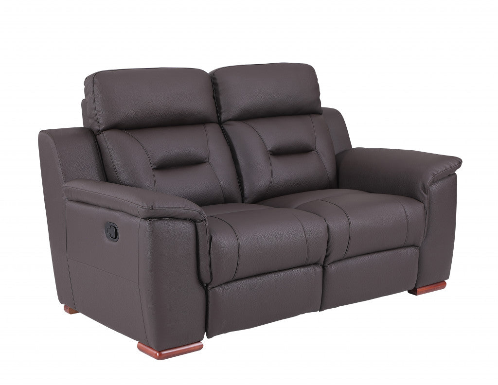 67" Brown Faux Leather Manual Reclining Loveseat