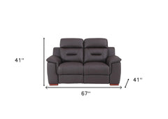 67" Brown Faux Leather Manual Reclining Loveseat