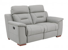 67" Gray And Brown Faux Leather Manual Reclining Loveseat