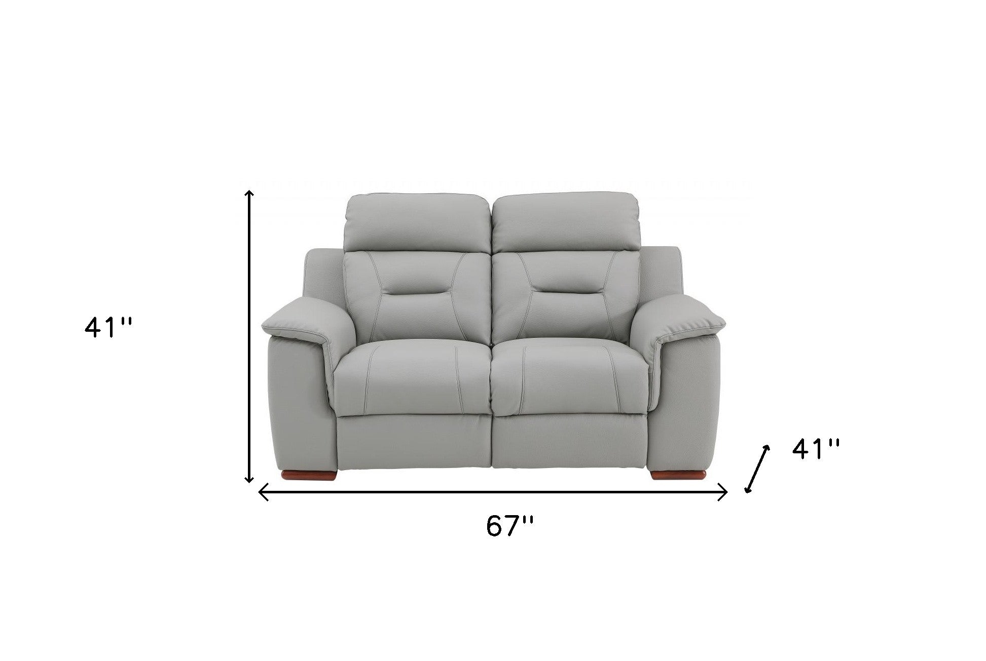 67" Gray And Brown Faux Leather Manual Reclining Loveseat