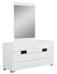 Four Piece White Solid Wood Bedroom Set With Mirror