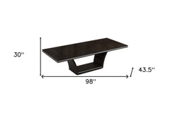 98" Dark Brown Solid Wood Self-Storing Leaf Pedestal Base Dining Table