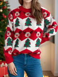 Christmas Element Round Neck Long Sleeve Sweater