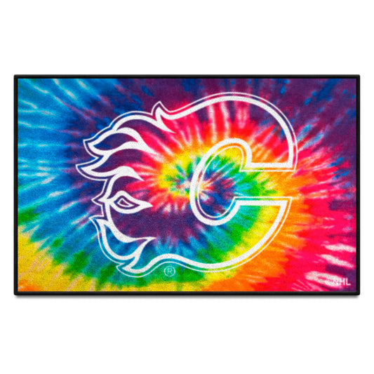 Calgary Flames Tie Dye Starter Mat Accent Rug - 19in. x 30in. - Calgary Flames