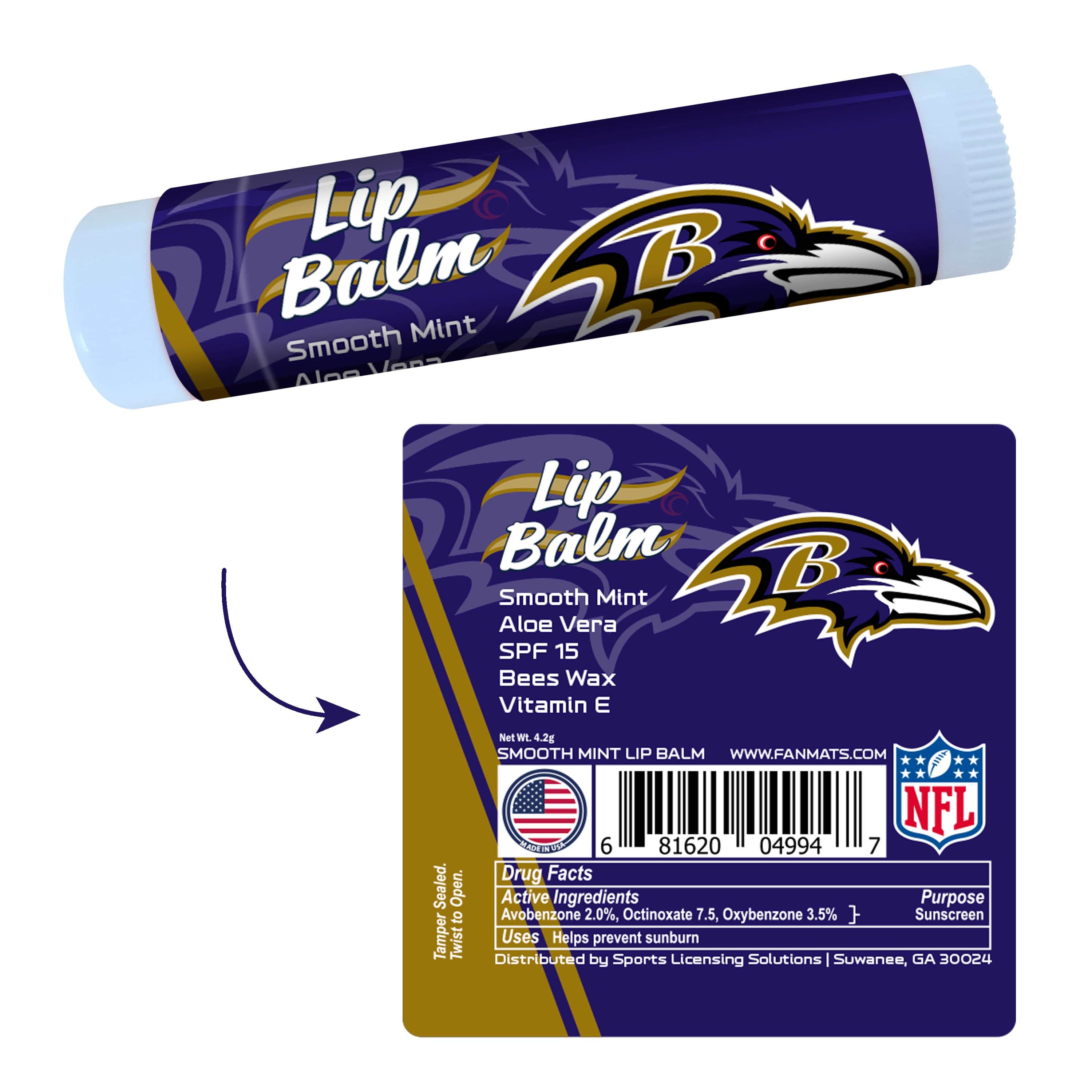 Baltimore Ravens Smooth Mint SPF 15 Lip Balm - Baltimore Ravens