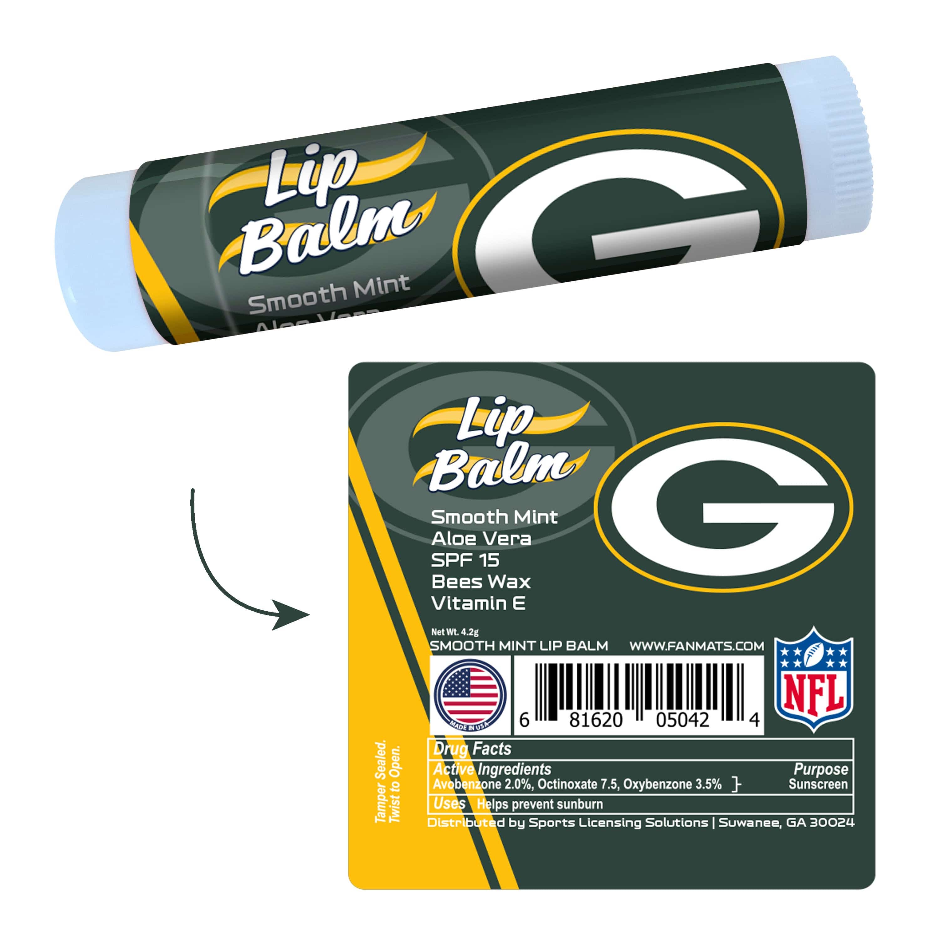 Green Bay Packers Smooth Mint SPF 15 Lip Balm - Green Bay Packers