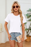 Ruched Round Neck Short Sleeve T-Shirt Trendsi