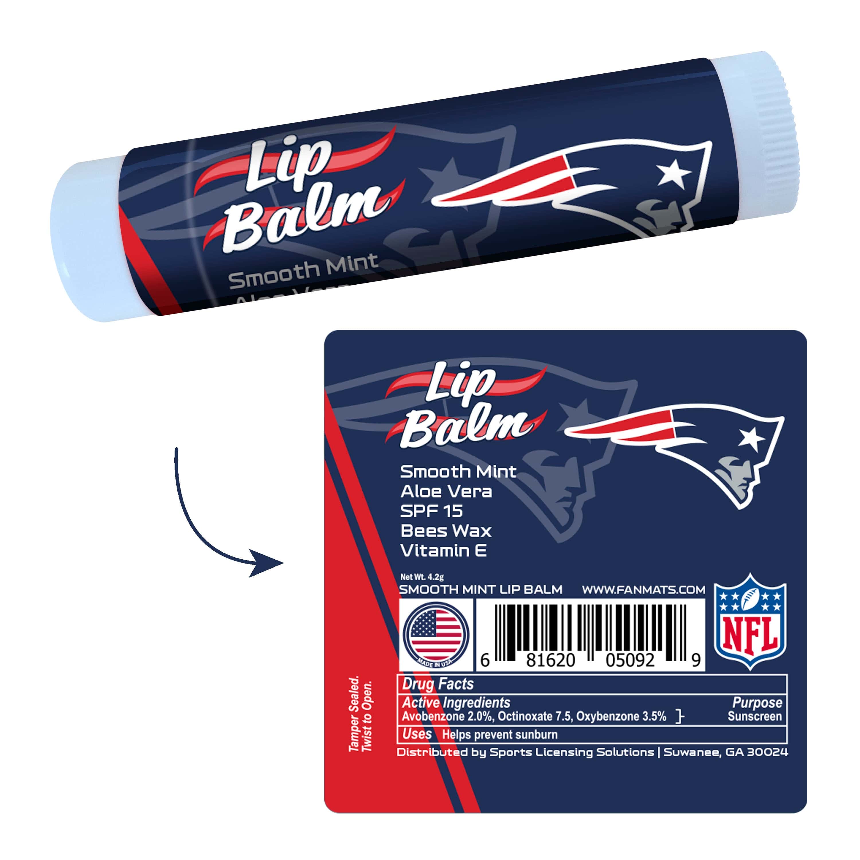 New England Patriots Smooth Mint SPF 15 Lip Balm - New England Patriots