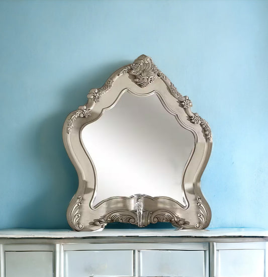 48" White Irregular Framed Mirror