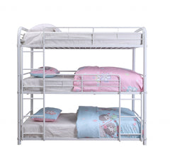 57" X 79" X 74" White Metal Triple Bunk Bed - Full - Homeroots