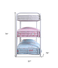 57" X 79" X 74" White Metal Triple Bunk Bed - Full - Homeroots