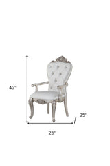 Set Of Two 25" Silver And Pearl Fabric Tufted Side Chair