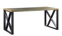 70" Gold and Black Aluminum Writing Desk