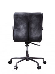 24" X 25" X 36" Vintage Black Top Grain Leather Aluminum Metal Upholstered (Seat) Casters Engineered Wood Executive Office Chair