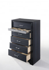 34" Black Solid Wood Six Drawer Chest - Homeroots