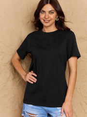 Full Size Round Neck Short Sleeve T-Shirt - Trendsi