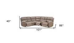 Brown Top Grain Leather Power Reclining Curved Six Piece Corner Sectional With Console