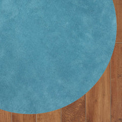 8' Round  Polyester Highlighter Blue Area Rug