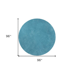 8' Round  Polyester Highlighter Blue Area Rug