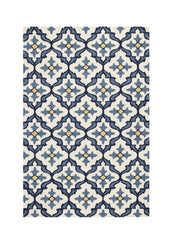 8' X 10' Blue and Ivory Moroccan Handmade Indoor Outdoor Area Rug