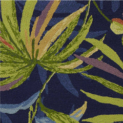 8' X 10' Blue Floral Handmade Indoor Outdoor Area Rug - Homeroots