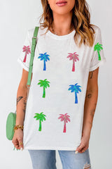 Coconut Palm Round Neck Short Sleeve T-Shirt - Trendsi