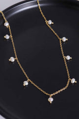 18K Gold-Plated Titanium Steel Pearl Necklace - Trendsi